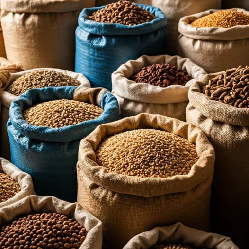 Agricultural grains representing planting and crop production