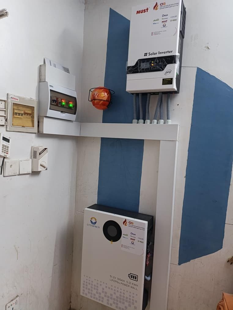 Installed solar inverter and battery storage system