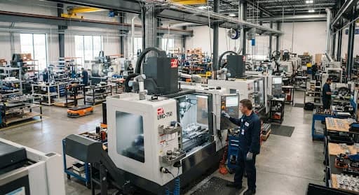 Manufacturing line and production equipment inside an industrial facility